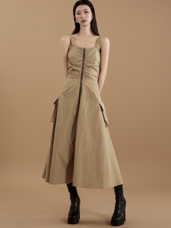 D4923 Shirring Sleeveless Dress Korea