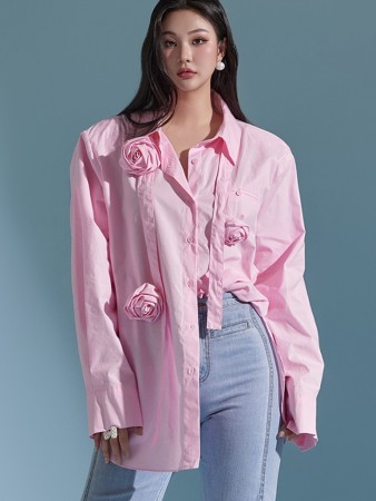 S608 Rose Corsage Soft Shirt (Corsage Strap Set) Korea