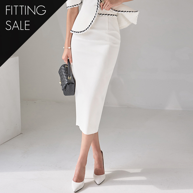 PS3193 High Waist Midi Skirt *Fitted Item Sale* Korea