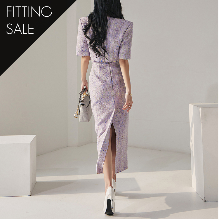 PS3214 Pastel Tweed Long Skirt*Fitted Item Sale* Korea