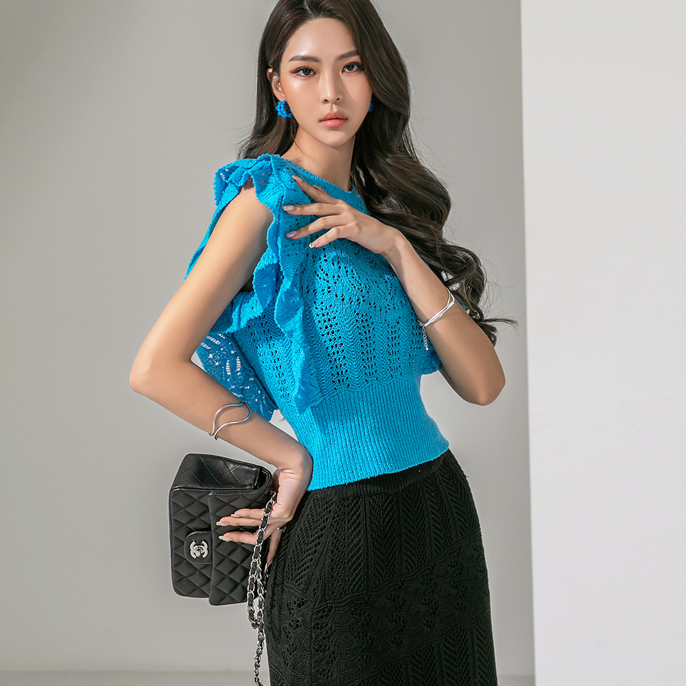 E2721 Frill Sleeveless Knit Korea