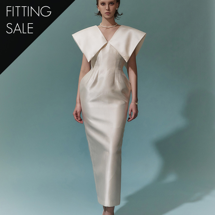 PS3220 Glossy Big-collar Sleeveless Long Dress *Fitted Item Sale* Korea