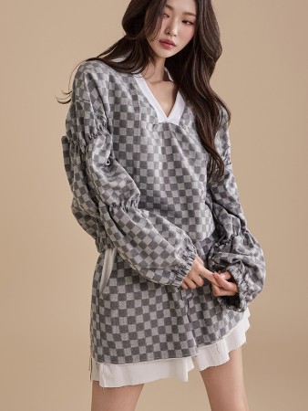 E3334 Checkered Sweatshirts Korea