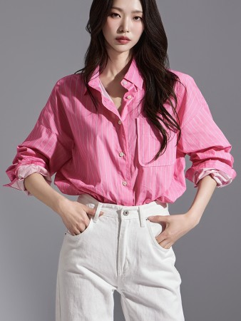S617 Striped Pocket Shirt Korea