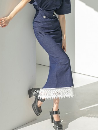 SK2267 Cotton Lace midi skirt Korea