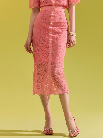SK2497 Lace Jewelry Button Long skirt Korea