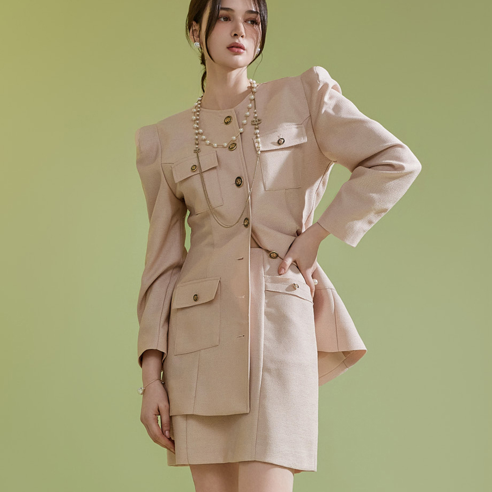 D4416 Tweed Gold Button Jacket Two-piece  Korea