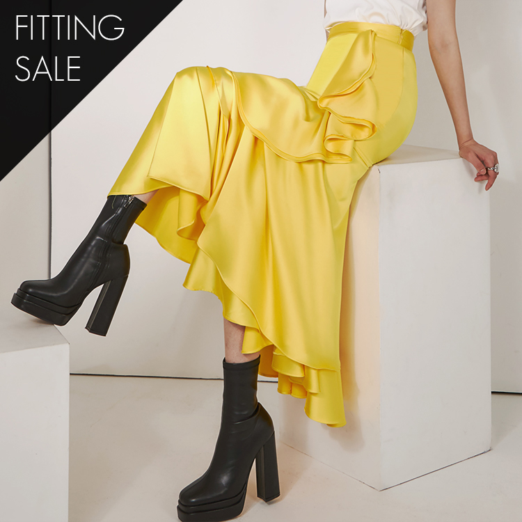 PS3271 Satin Frill Long Skirt *Fitted Item Sale* Korea