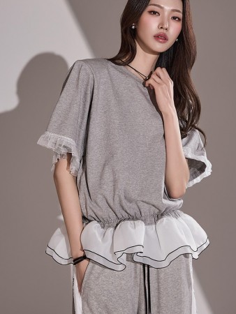 E3409 Frill Sweatshirts Korea