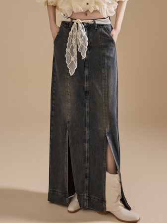 SK2754 Belted Denim Skirt Korea