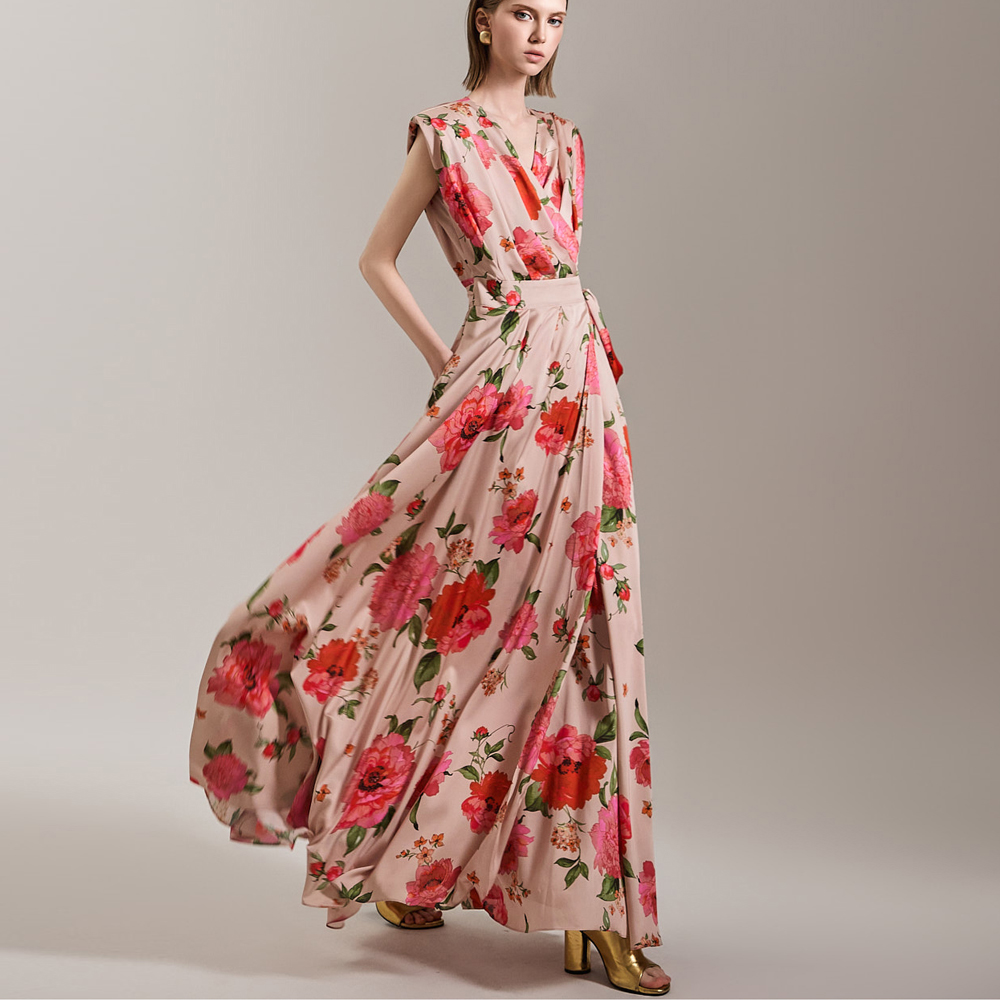 D9489 Flower Wrap Dress Korea