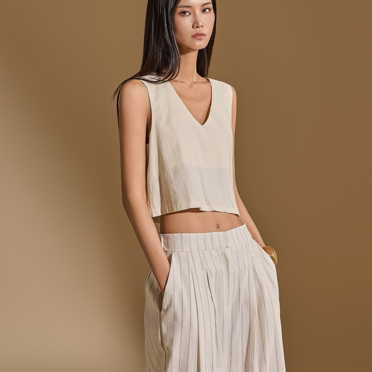 E3406 Linen Sleeveless Top Korea