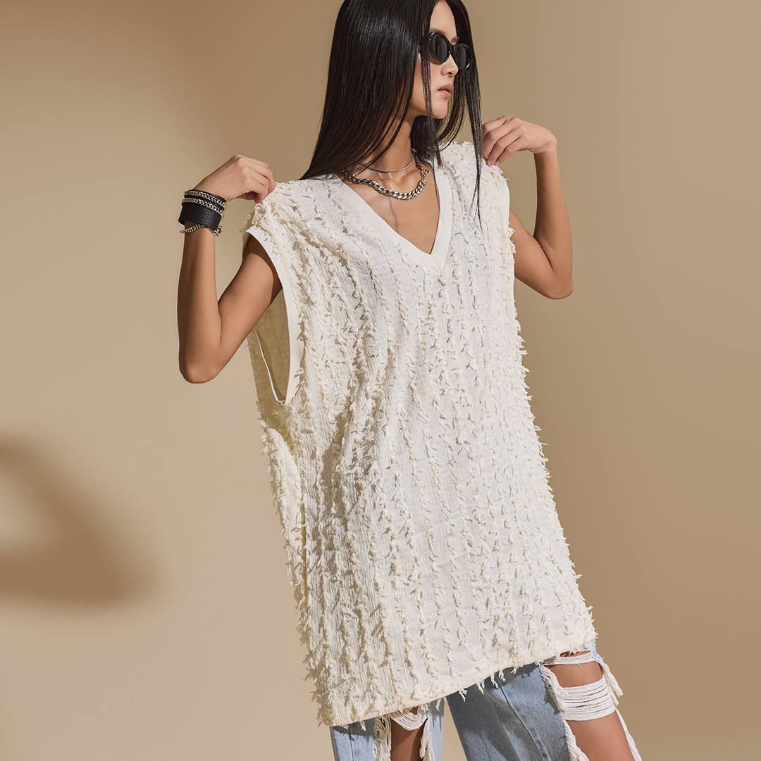 E3447 Fringe Sleeveless Top Korea