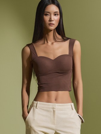 E3440 Heart Neck Sleeveless Top Korea