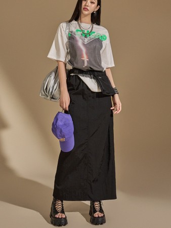 SK2772 Nylon Skirt with Pocket  Korea
