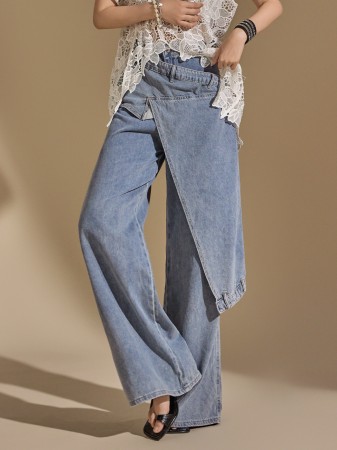 PJ523 Wrap Wide Jeans Korea