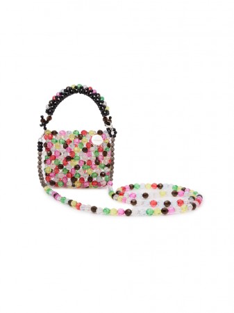 A-1598 Beads Mini Cross Bag <BR>*HAND CRAFTED* Korea