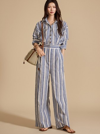 JS044 Striped Jumpsuit Korea