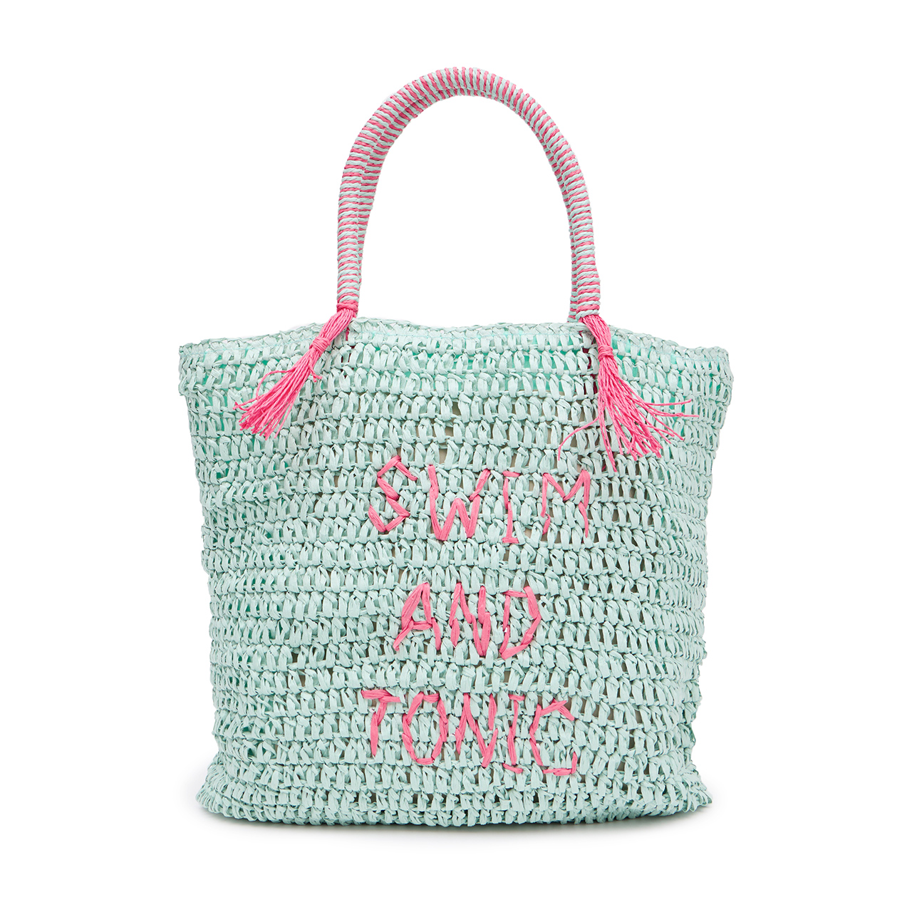 A-1602 Raffia Lettering Handle Bag Korea