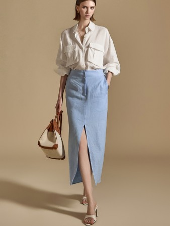 SK2784 Linen Slit Skirt Korea