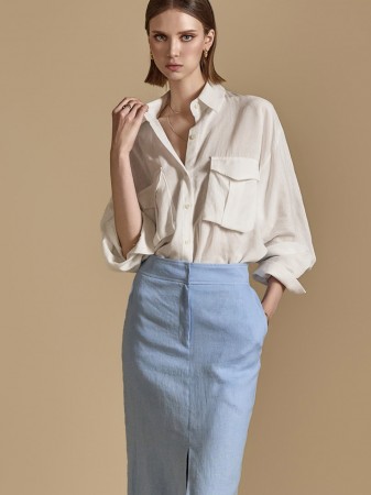 S654 Linen Pocket Shirt Korea