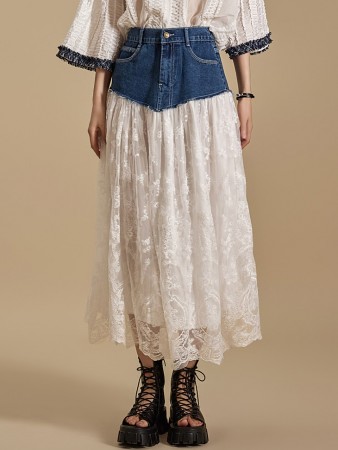 SK2788 Denim Lace Skirt Korea