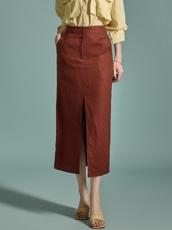 SK2784 Linen Slit Skirt Korea