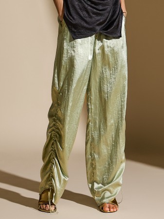 P3229 Metallic Shirring Pants Korea