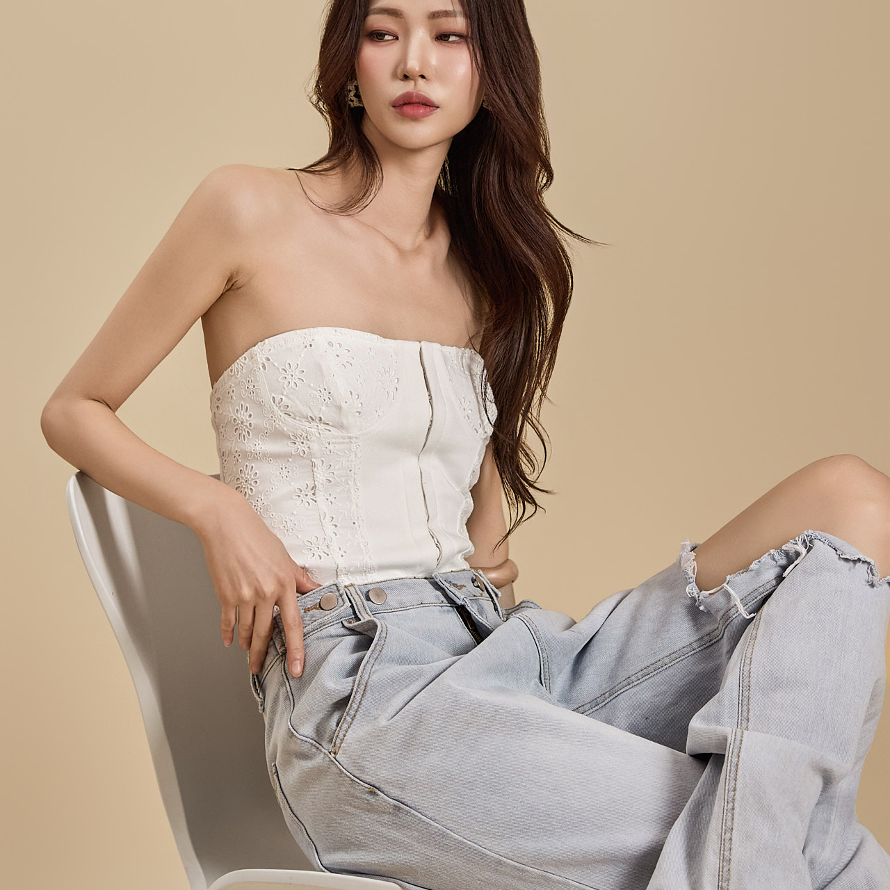 E3503 Embroidered Tube Top Korea