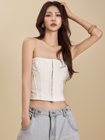 E3503 Embroidered Tube Top Korea