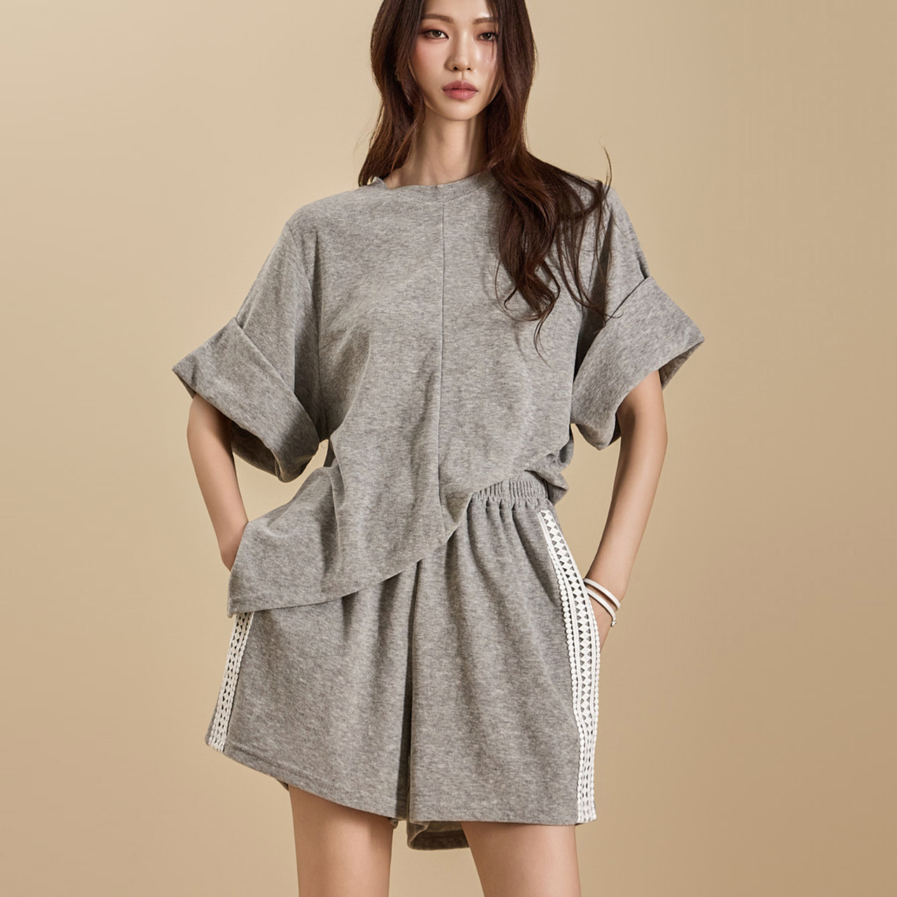 E3505 Terry Asymmetrical Top Korea