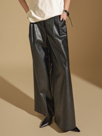 P2948 Leather Wide Pants Korea