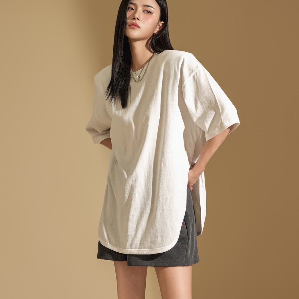 E3518 Shoulder Pad Oversized Top Korea