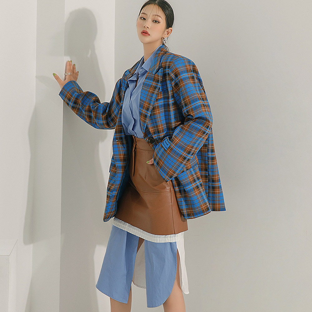 J1587 Glen Plaid Jacket Korea