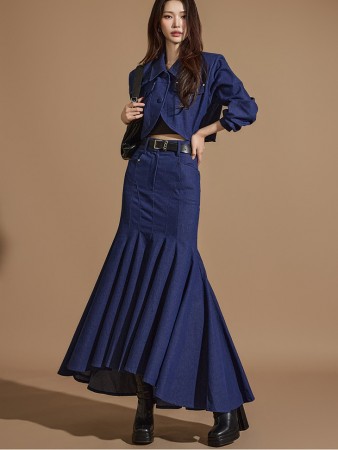 TP1929 Denim Jacket and Skirt Set Korea