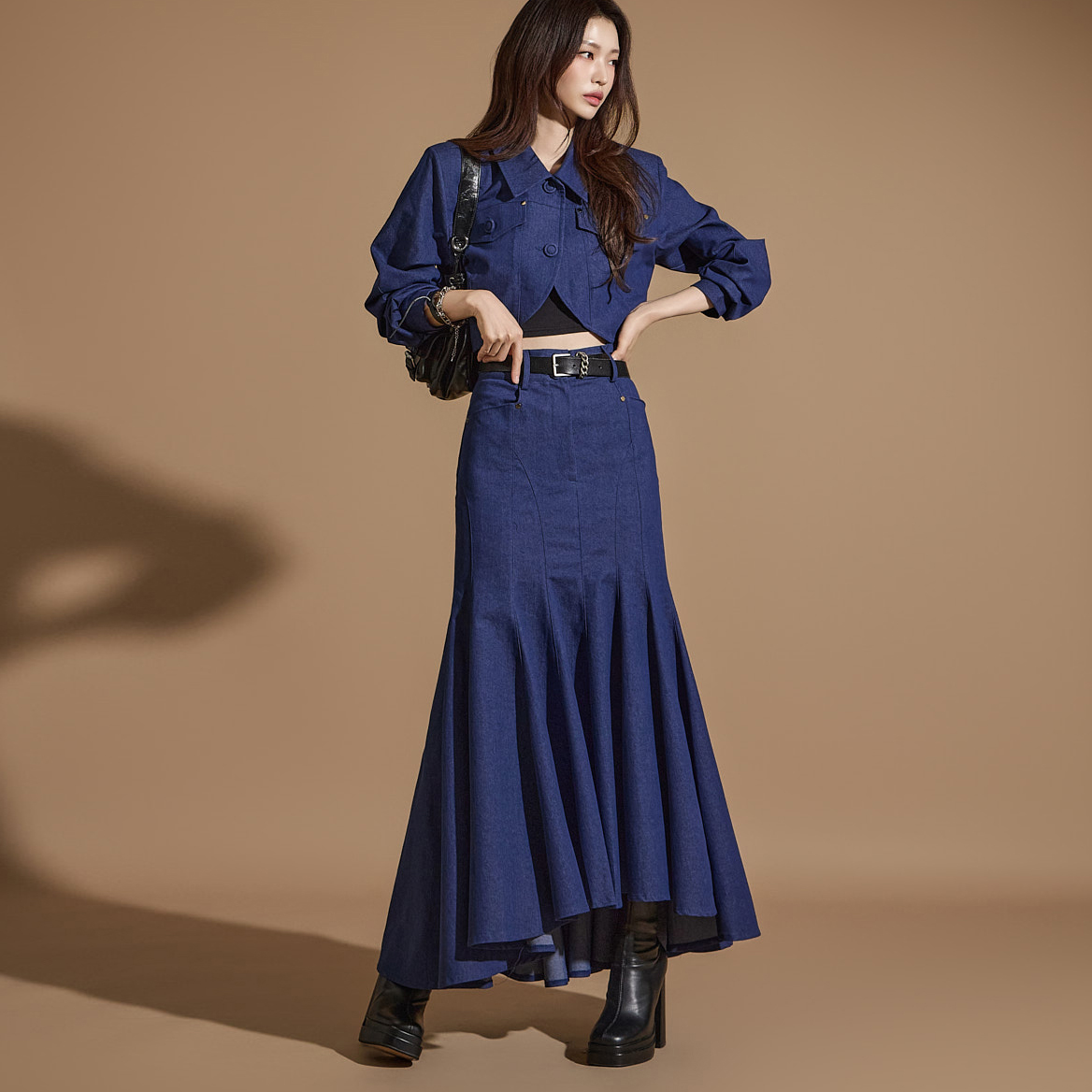 TP1929 Denim Jacket and Skirt Set Korea