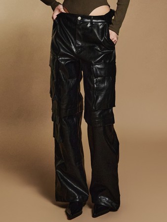 P3248 Leather Cargo Pants Korea