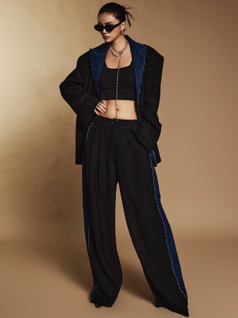 TP1935 Denim Collar Jacket and Pants Set Korea