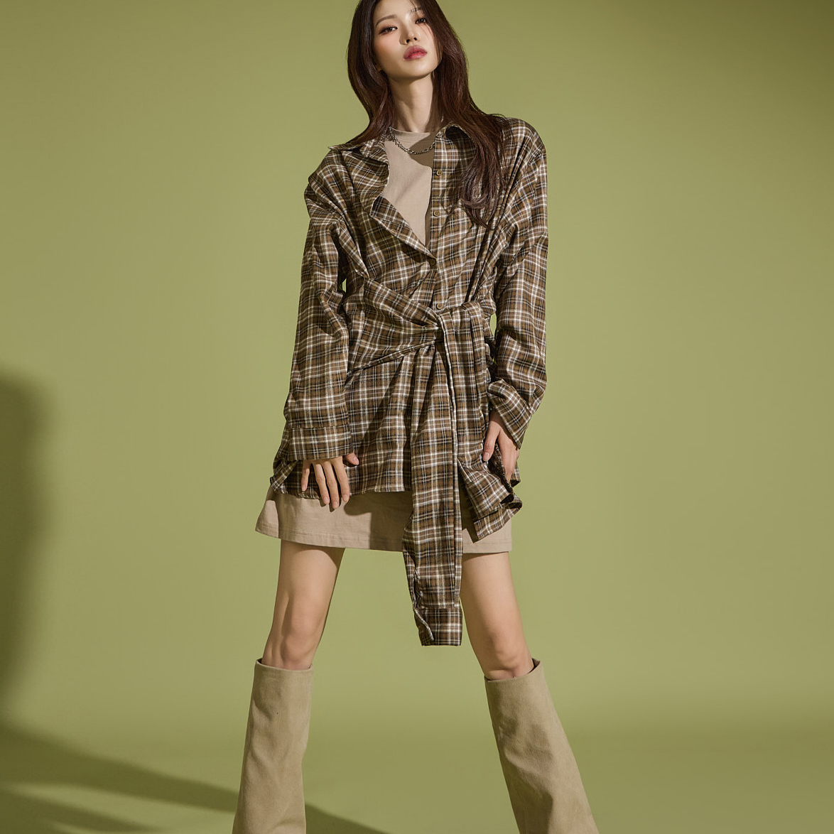 S663 Plaid Long Shirt Korea