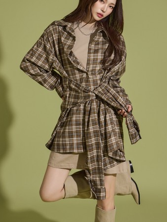 S663 Plaid Long Shirt Korea