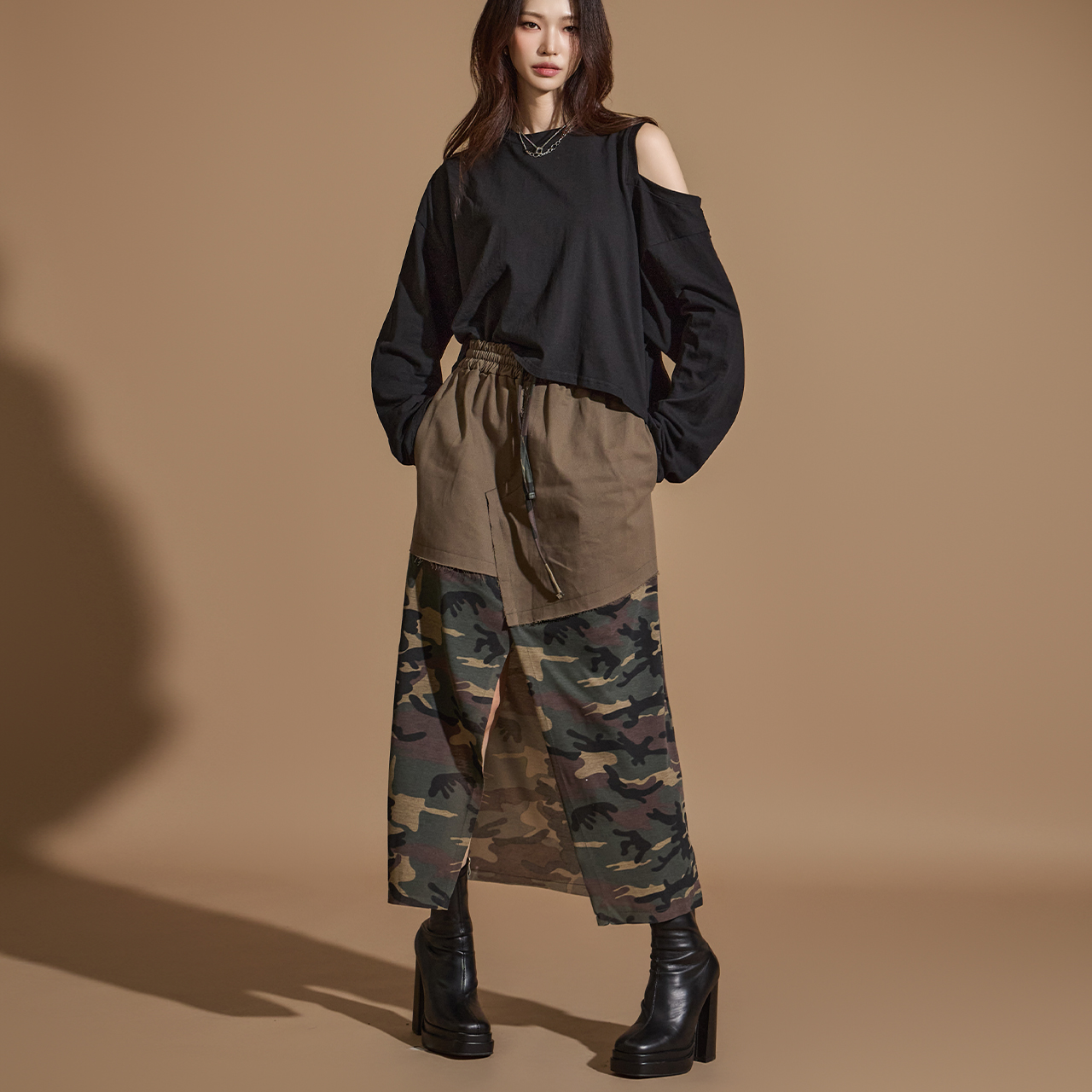 SK2800 Camouflage Long Skirt Korea