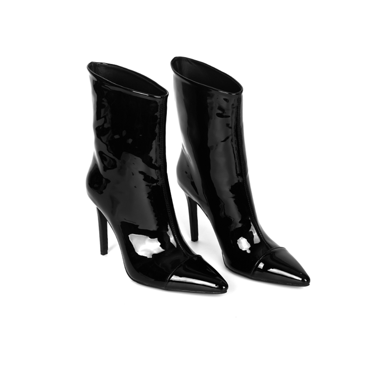 DTAR-004 Patent Leather Heeled Ankle Boots Korea