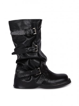 AR-3353 Buckled Shirring Middle Boots Korea