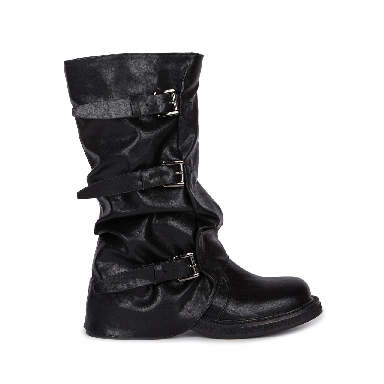 AR-3353 Buckled Shirring Middle Boots Korea