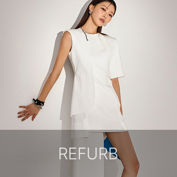 PS3394 ray Asymmetrical Sleeve Slim Mini Dress Korea